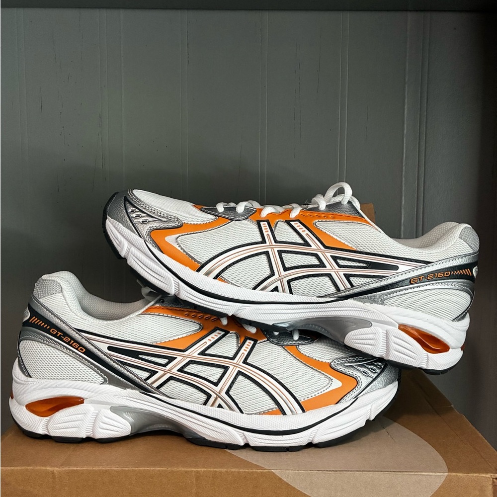 ASICS Dynamic White and Orange Sneakers
